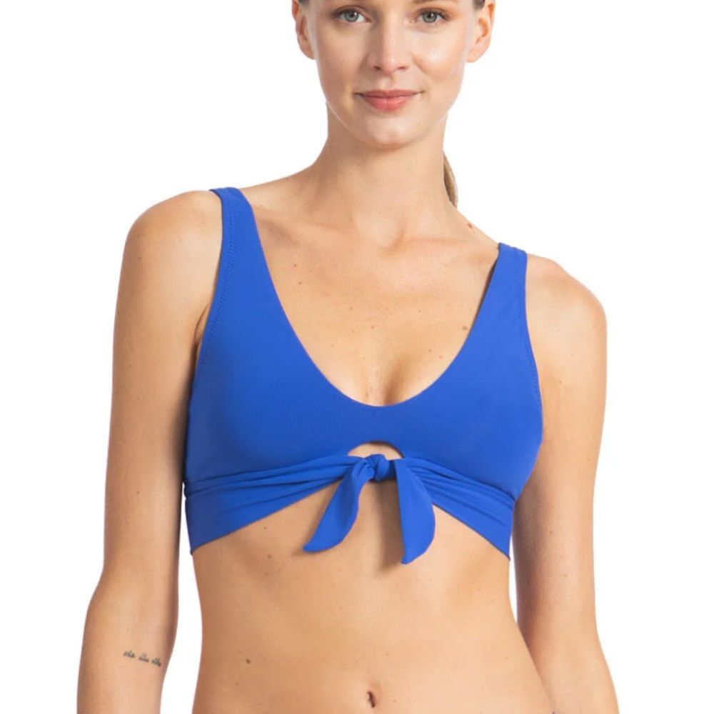 Robin Piccone Royal Blue Tie-Front Bikini Top
